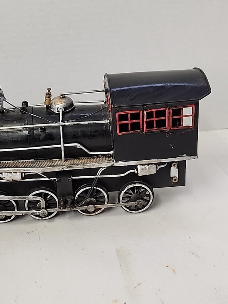 Train Engine Replica Black With Red Decor Rare