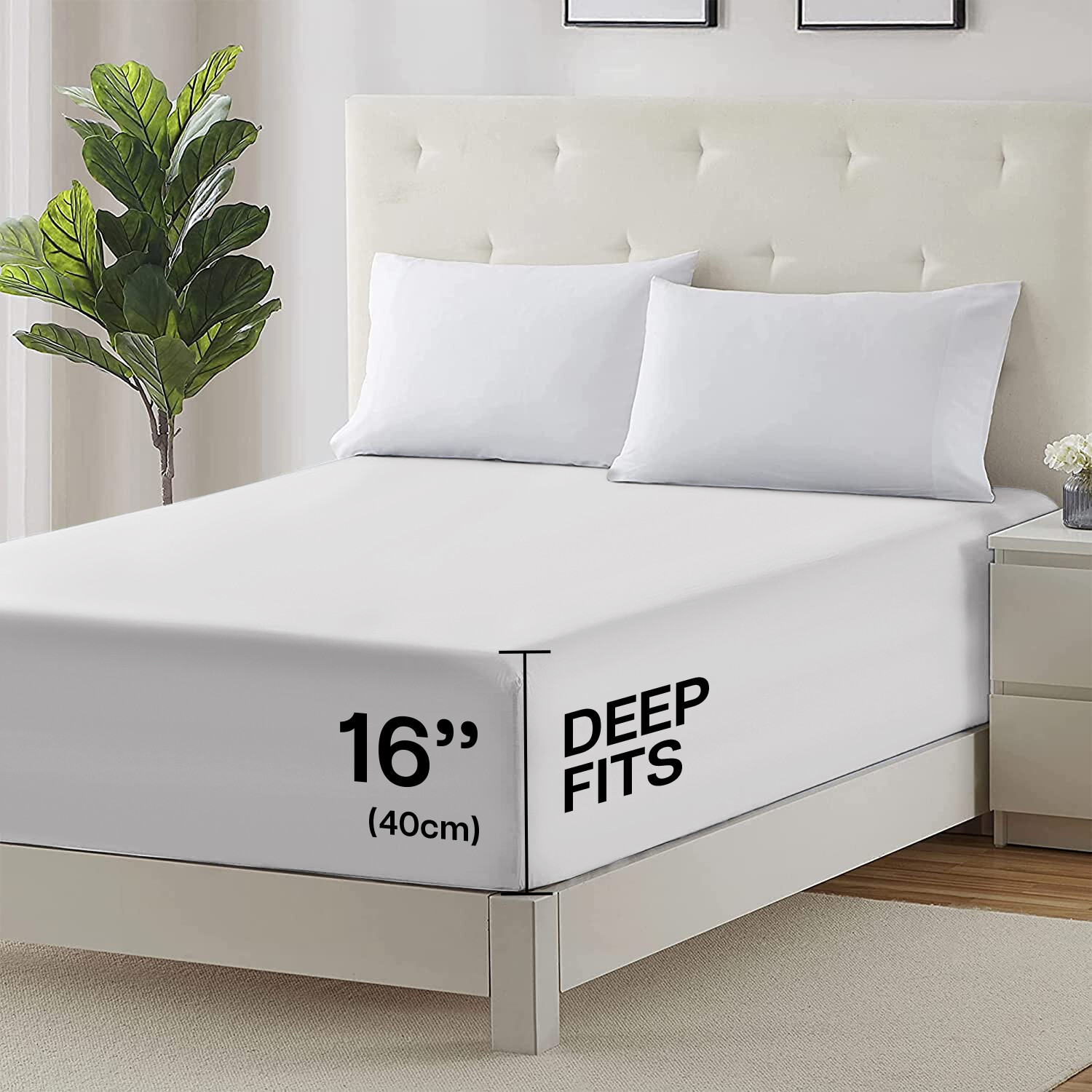 Fitted sheet King Size 16” Deep Pocket Easy Care Breathable Elastic Bed Sheets