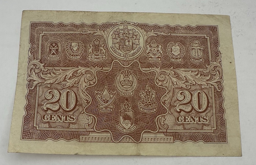 1941 MALAYA 20 CENT NOTE NICE LOOKING CURRENCY!
