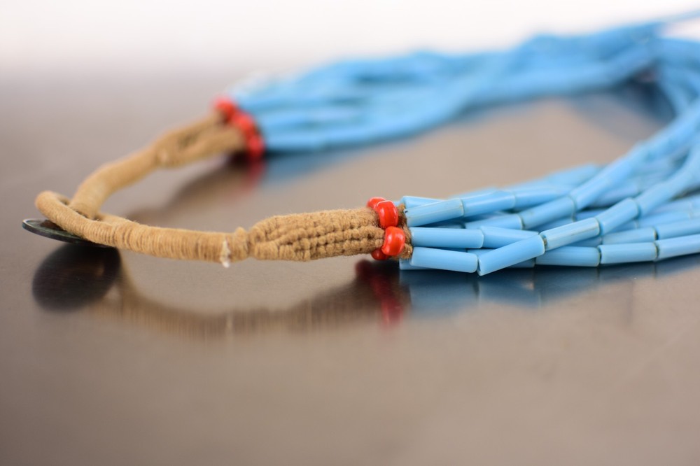 Native American Blue Turquoise Pipe bead 10 strand