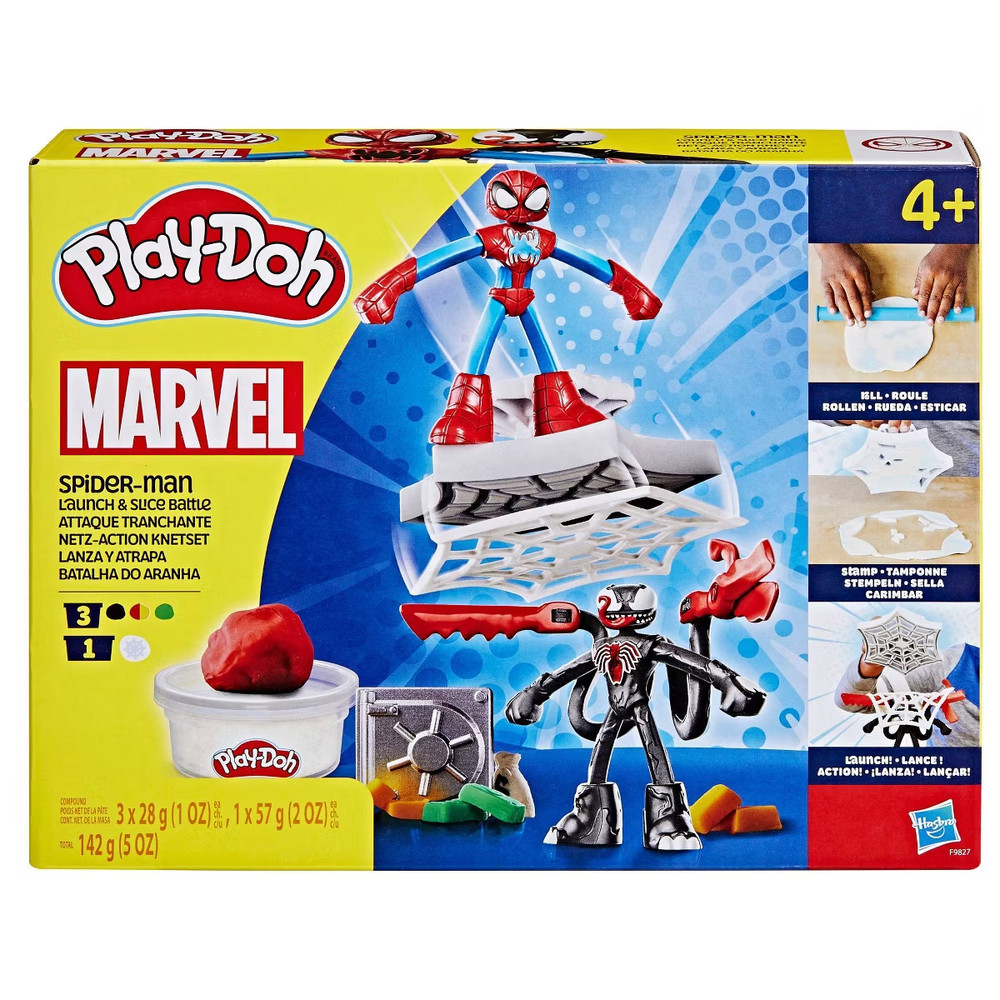 Play-Doh Marvel Spider-Man Launch & Slice Battle Playset 2 Bendy Action Figures