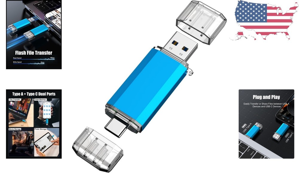 Versatile 128GB USB C Flash Drive - Streamlined Data Transfer for All Devices