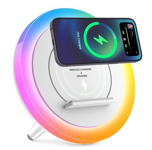 Bluetooth Speaker Night Lightsr,Wireless Charging Modern 10W Wireless Charging