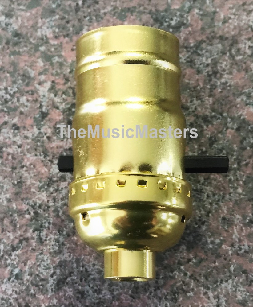 Brass Plated Push-Thru Switch LAMP SOCKET Standard E26/27 Light Bulb Holder Base
