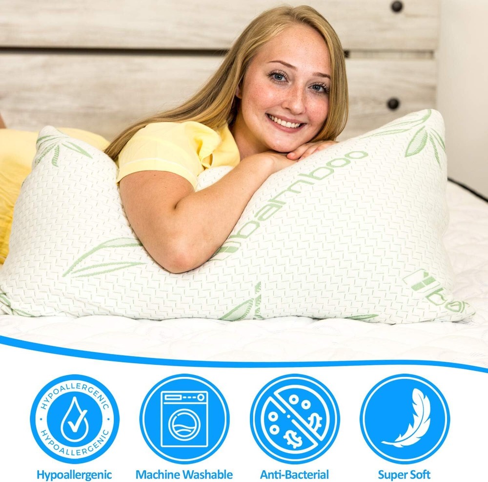2 Pack Bamboo Fiber Rayon Pillows, Memory Foam Pillow Set (2 Pack)