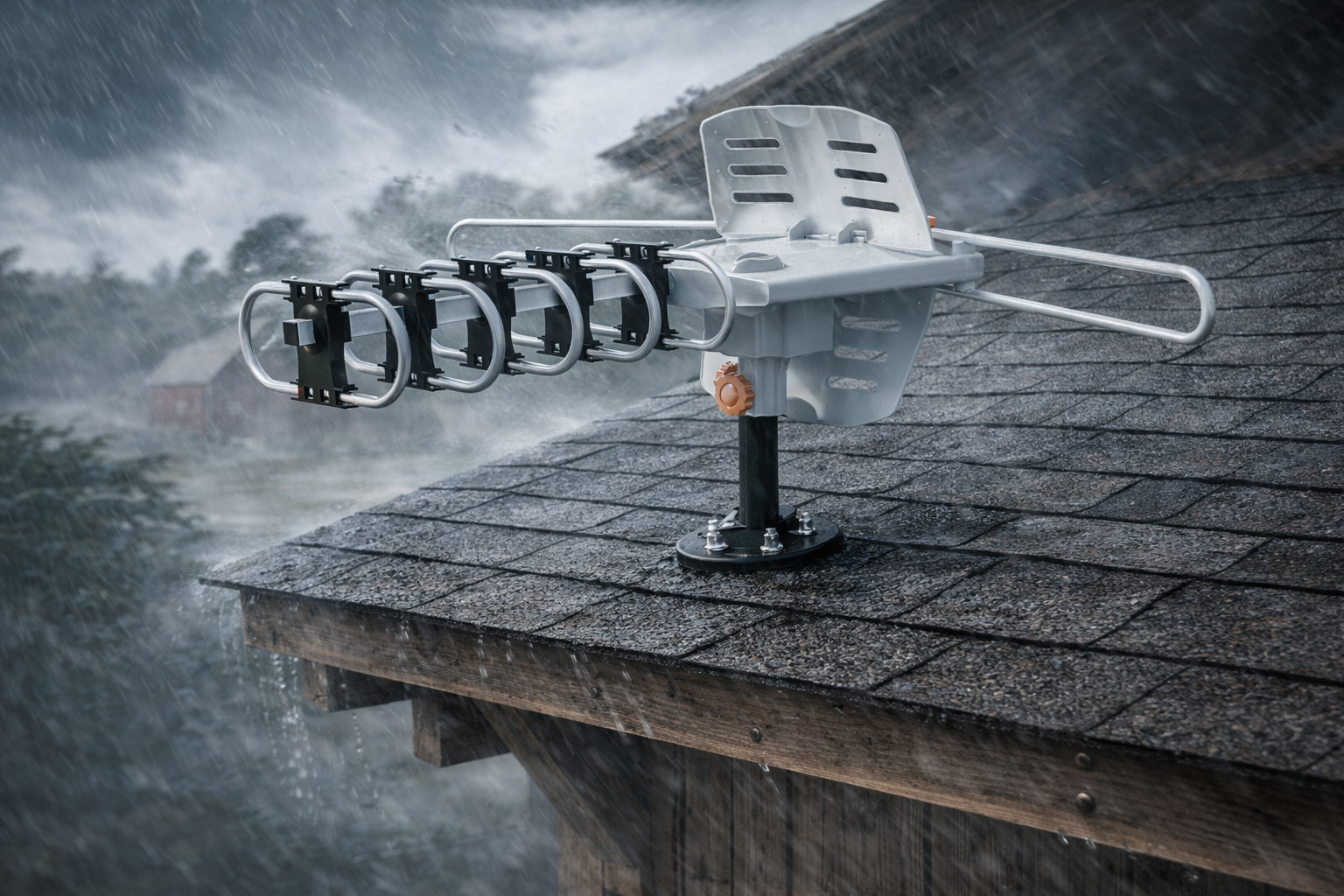 200Mile Outdoor TV Antenna Motorized Amplified HD TV 1080P VHF/UHF 360° Rotor