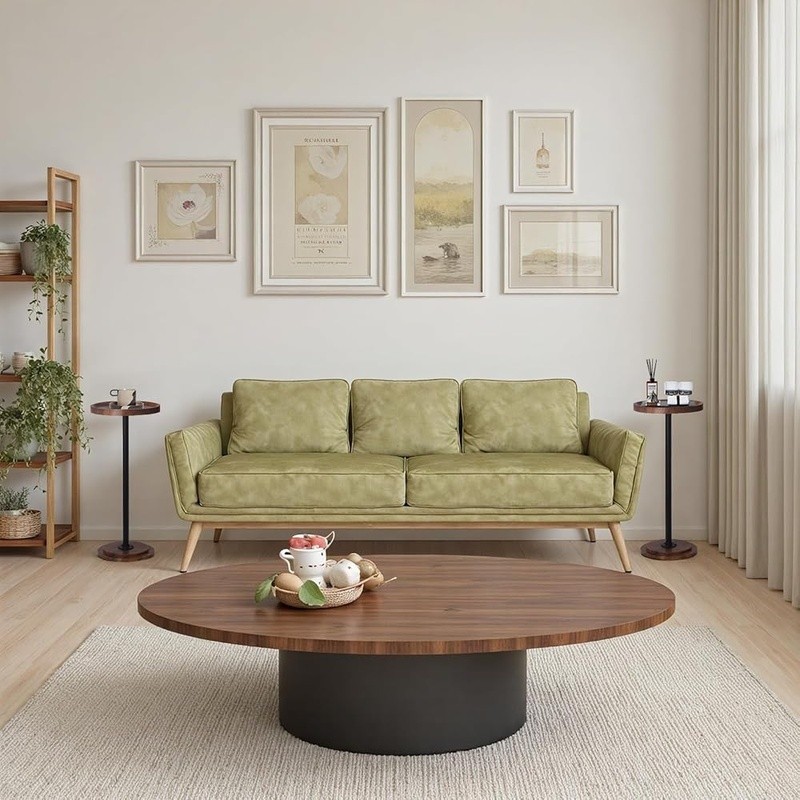 Modern Round Side Table Chic Wood Grain Versatile End Table Portable Setup New