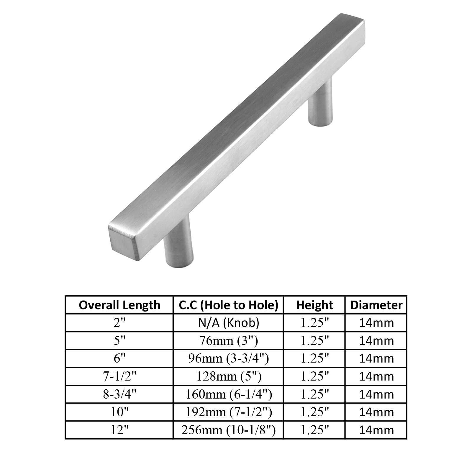 Brushed Nickel Modern Kitchen Cabinet Handles Drawers Pulls Knob Stainless Steel