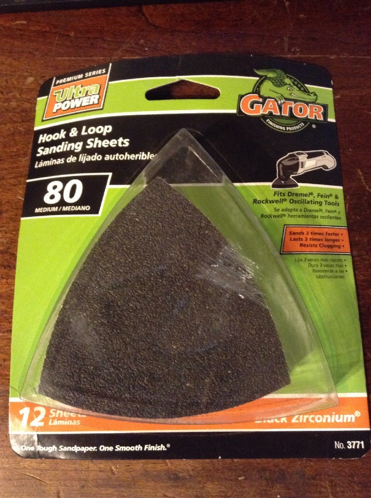Gator Hook & Loop Sanding Sheets - 80 Grit - Black Zirconium - Oscillating Tools