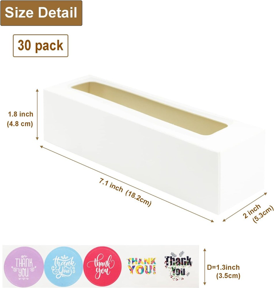 30 Pack Macaron Boxes with Window White Pastry Packaging Container for white