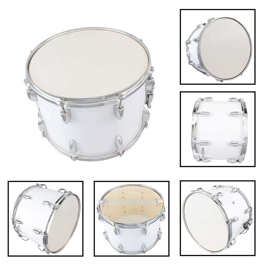 14 x10inch Marching Drum Drumsticks Key Strap White