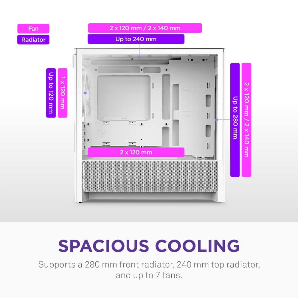 NZXT - H3 Flow Micro-ATX High-Airflow PC Case - White
