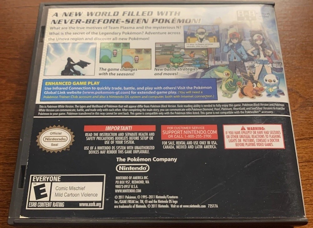 Pokemon White Version Nintendo DS Replacement Case ONLY No Game - For Display