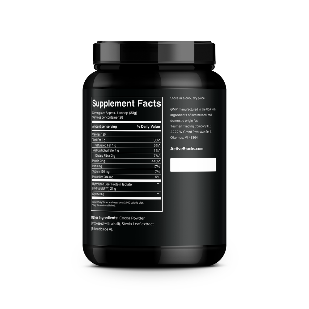 Active Stacks Beef Protein Isolate Powder, Chocolate 2lb