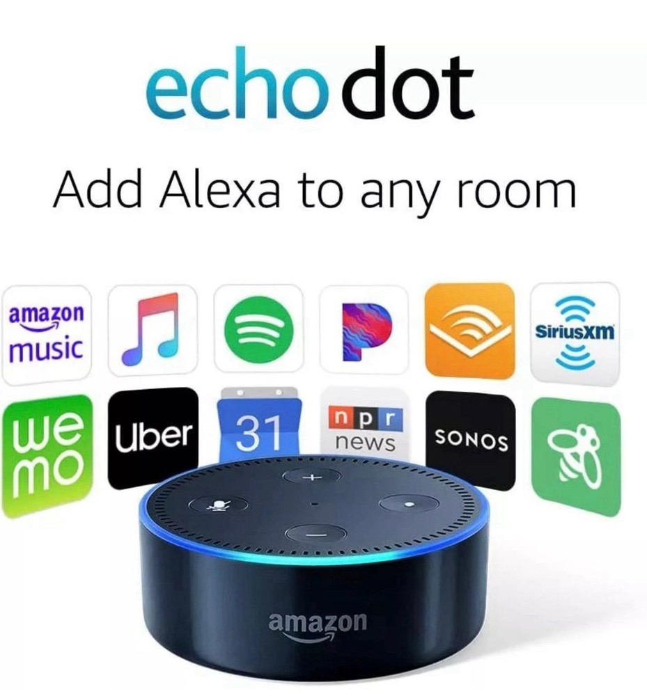 Amazon Echo Dot 2nd Generation Bluetooth Smart Speaker, Alexa-Enabled, Black