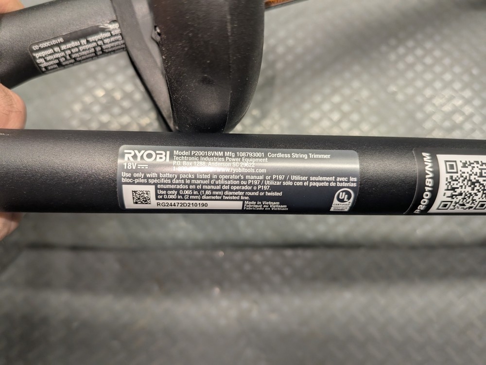 Ryobi 18V 13" Battery String Trimmer/Edger (MISSING GUARD) P20018 - 2024