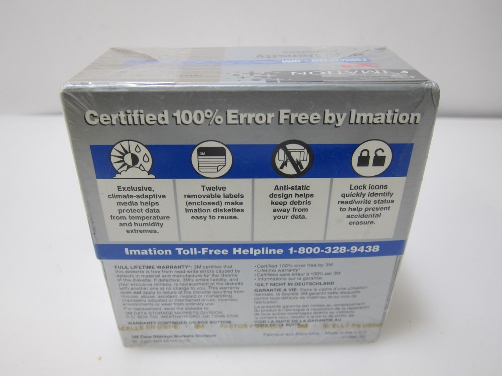 Imation 3M 1.44 MB High Density 3.5" Diskettes 10 Pack - NEW/SEALED