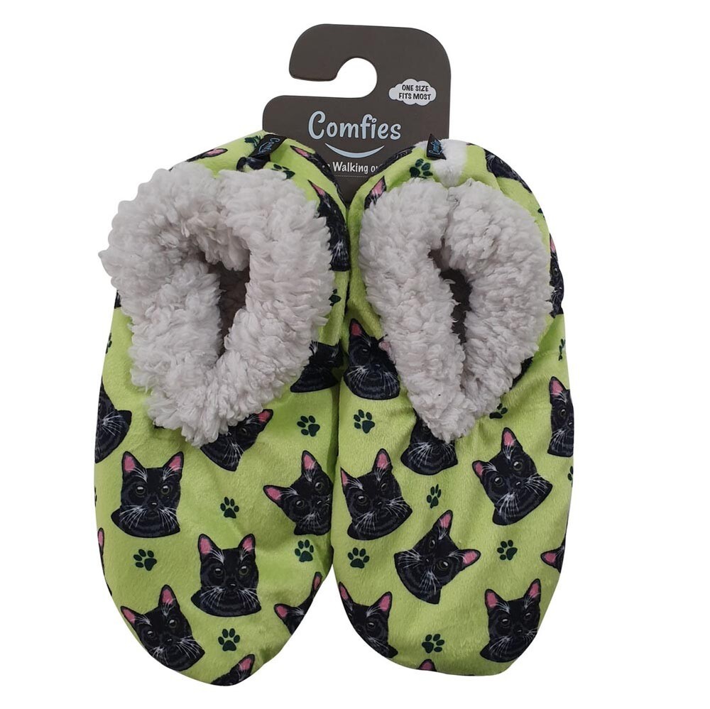 Black Cat Slippers - Non Slip