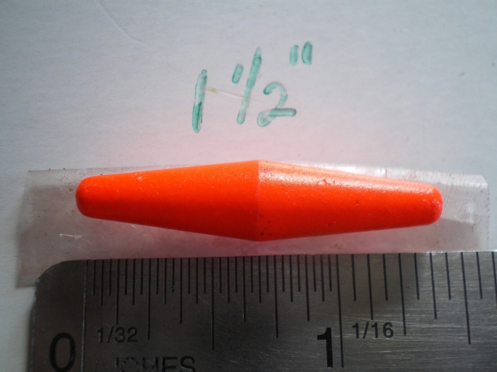 25 PCS. FLUORESCENT RED PEG FLOATS, 1-1/2" LONG