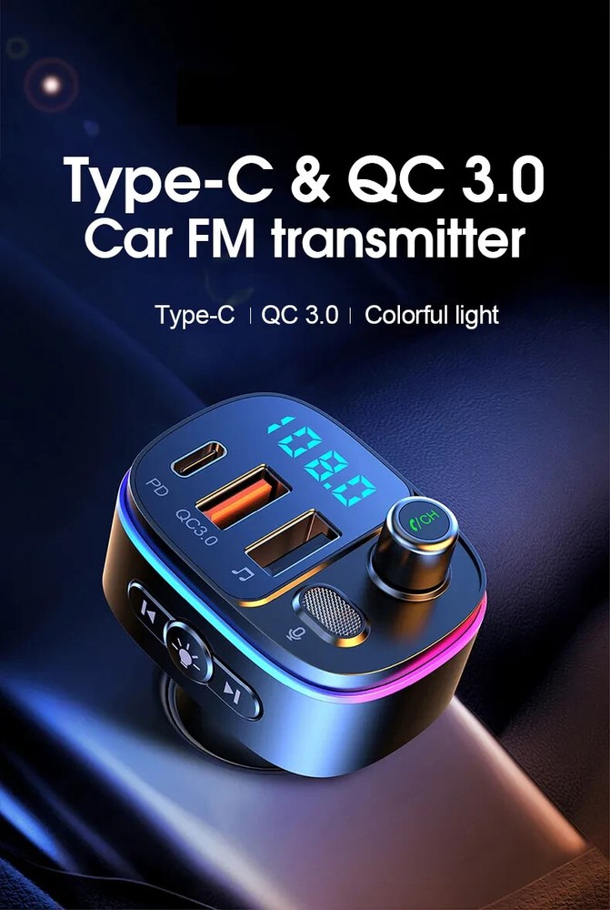 FM Transmitter Wireless Bluetooth Car Kit Radio Adapter USB Type C Charger Call