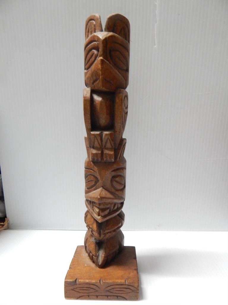 VINTAGE ALASKA TLINGIT INDIAN NW COAST NATURAL RED CEDAR WOOD TOTEM POLE