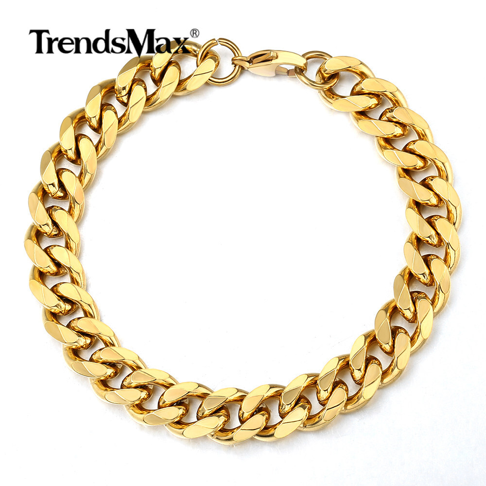 14K Gold Plated Stainless Steel Cuban Curb Chain Necklace Bracelet 3/5/7/9/11mm