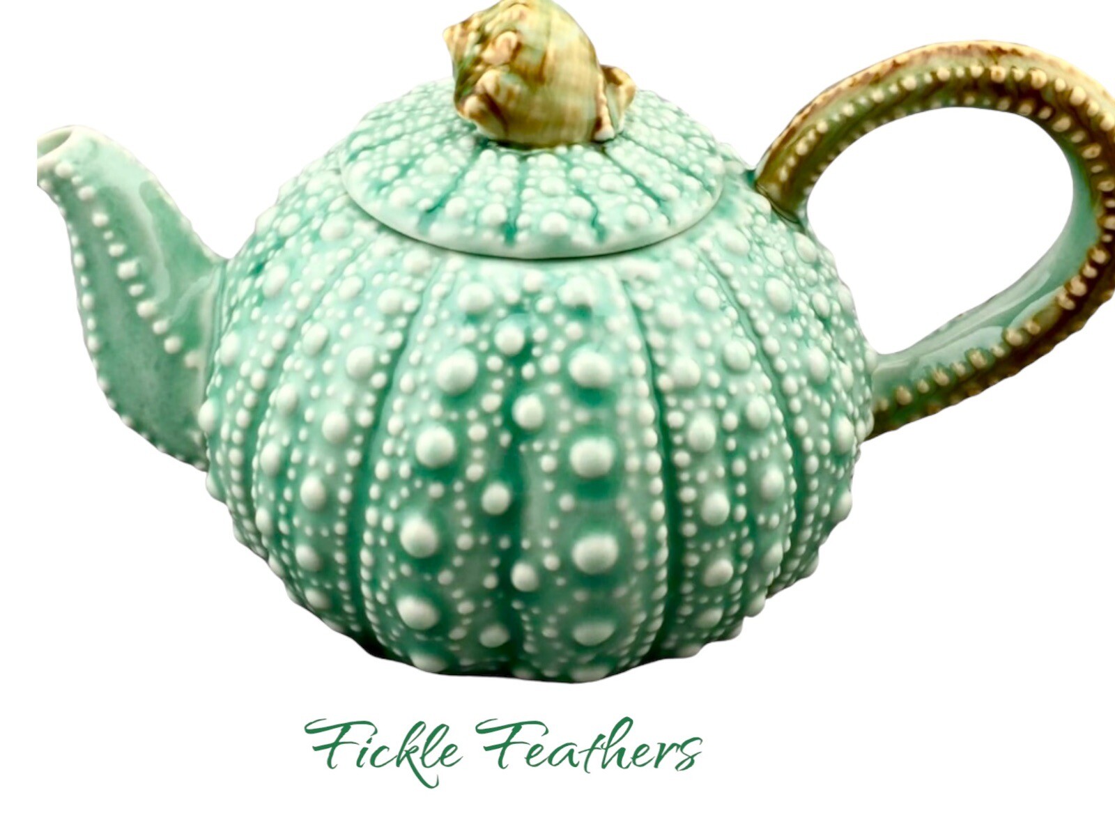 Sea Urchin Blue Sky Ceramic, Turquoise Teapot, 10.5" x 6" x 5" NEW Beach Chic