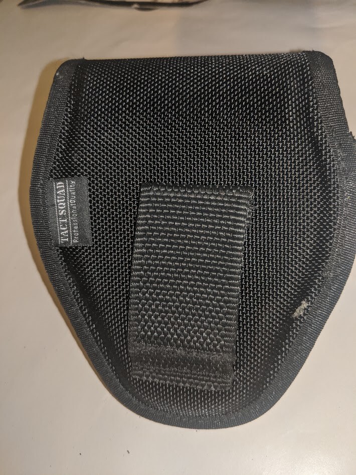 Tact Squad Hinged or chain Single Handcuff Case Black Nylon with snap closure