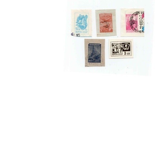 RUSSIA CUT ENVELOPE & POSTCARD STAMPS (5 DIFFERENT)