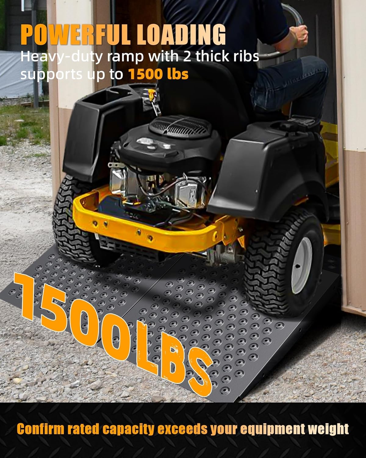 VNN 29" x 48" Shed Ramp for Riding Mower Anti-Slip Punch Plate Ramp 2PC, Black