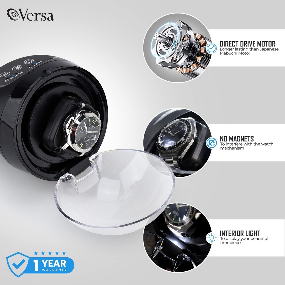 Watch Winder for Automatic Watches - Direct Drive Motor, Touch Button Setting...