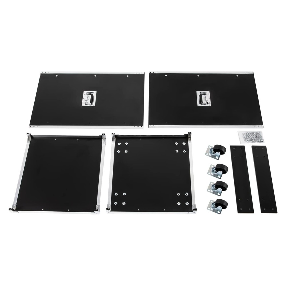 16U Portable Rolling Network Rack 4-Post Server Rack with Wheels Black