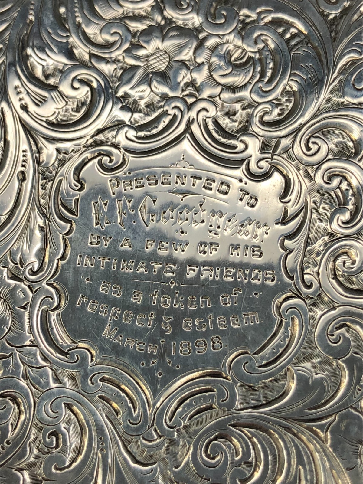 Antique English Sterling Silver hinged Cigarette or Card Case 3 5/8" x 2.75"