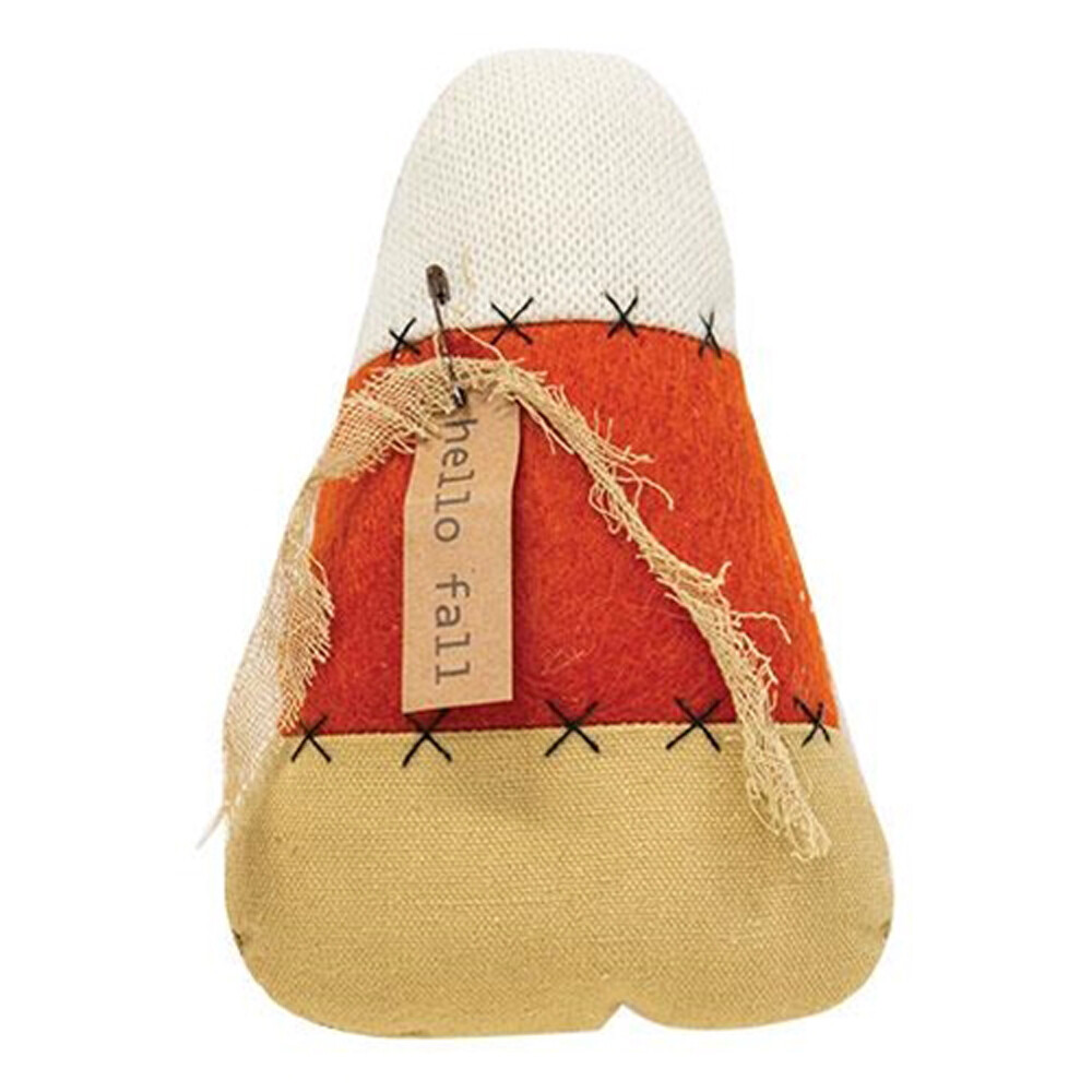CWI Halloween Decor - Prim Hello Fall Fabric Felt Stuffed Candy Corn