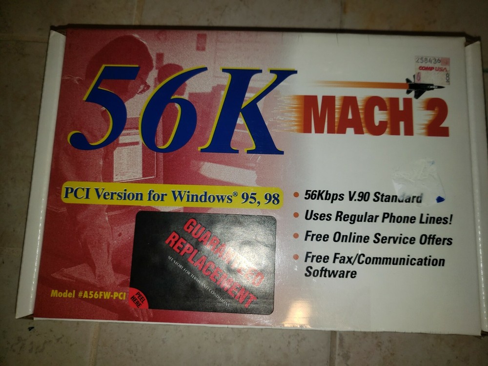 SEALED NEW 56K MACH 2 Internal Data/Fax Modem PCI Version for Windows 98 2000 ME