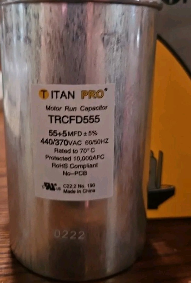 4 -TitanPro TRCFD555 HVAC Round Motor Run Capacitor 55/5 MFD/UF 440/370 VAC