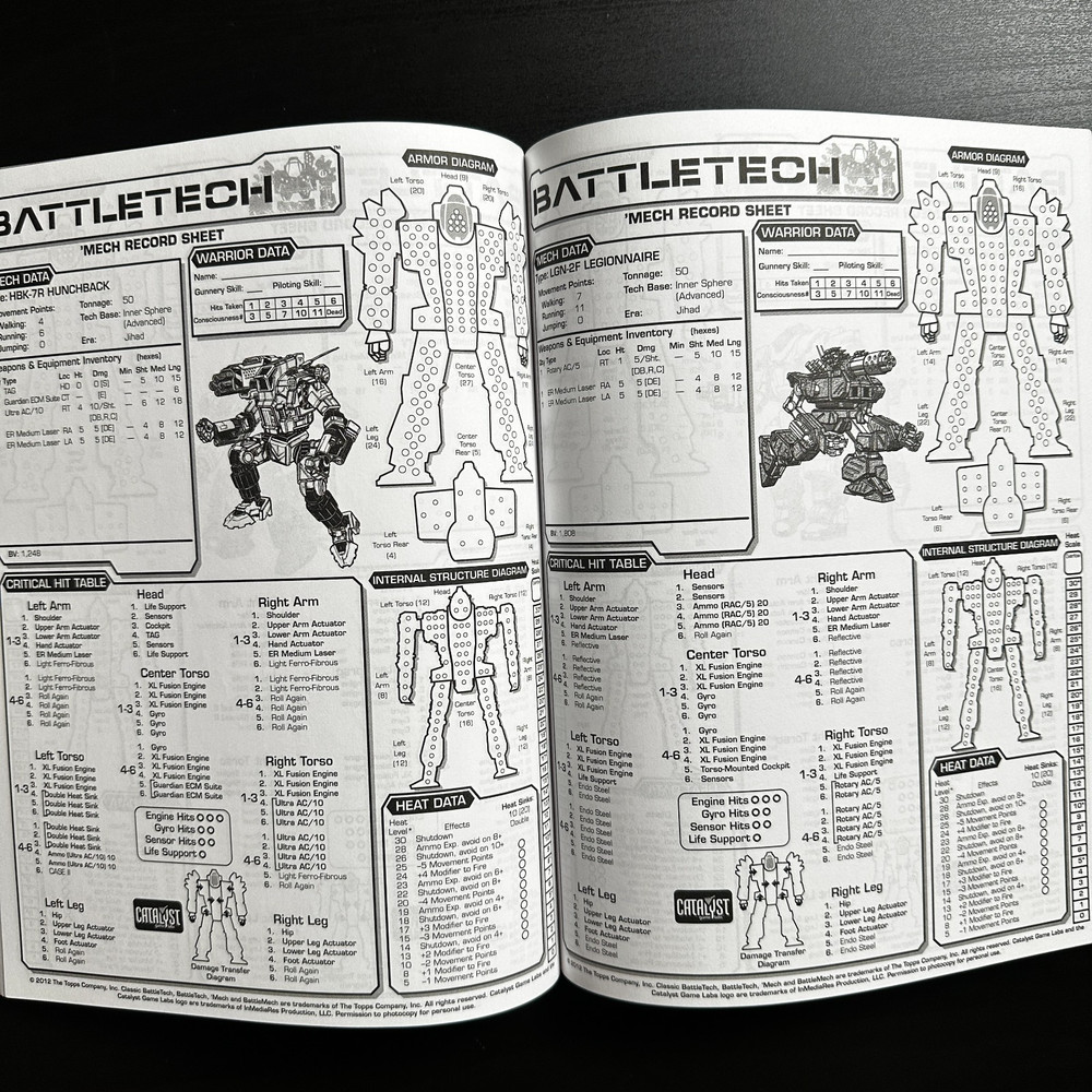 BattleTech 35170: Record Sheets Prototypes Sourcebook OOP Catalyst