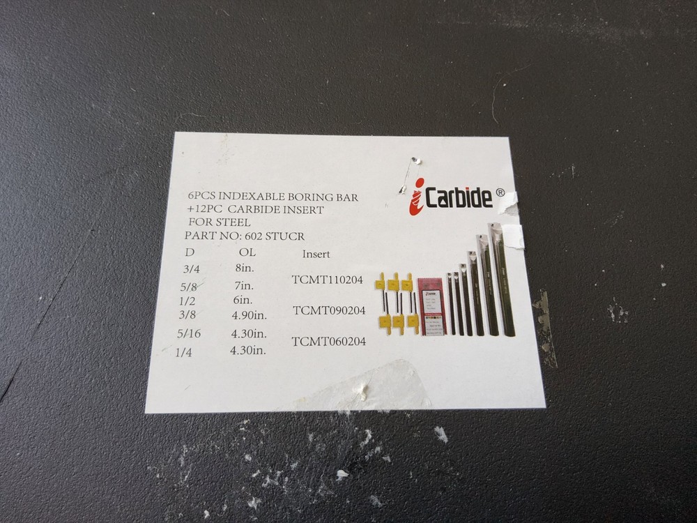 iCarbide INDEXABLE BORING BAR & Carbide Inserts w/Case