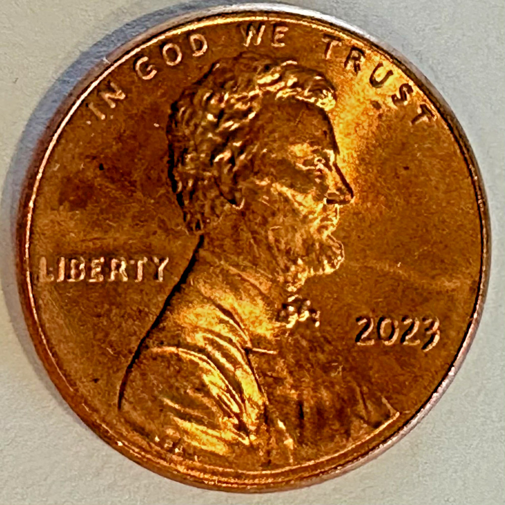 MINT ERROR - 2023-P "EXTRA V" LINCOLN SHIELD CENT (NICE COIN) (RED, HIGH GRADE)