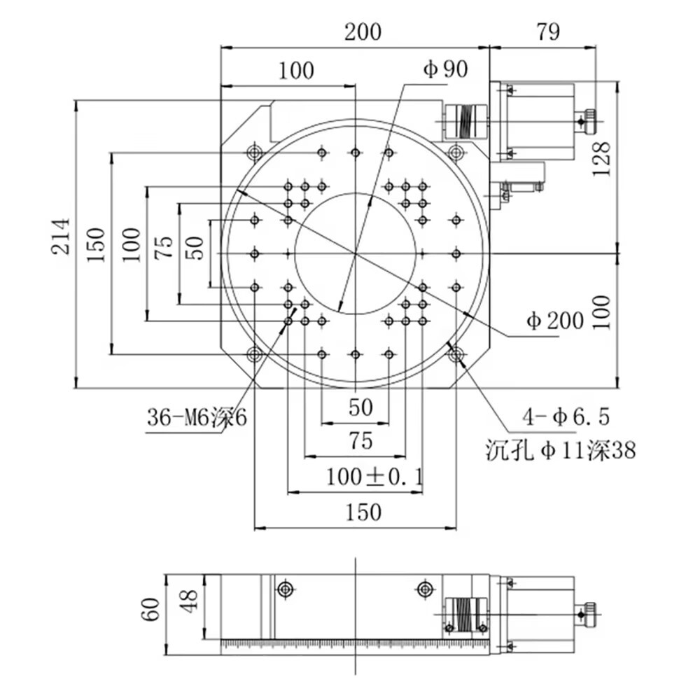 High Precision Electric Rotating Platform Stepping R Axis 360° Turntable Table
