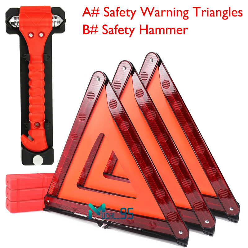 3PCS Car Emergency Warning Triangle DOT Approved Reflective Safety Roadside Kit