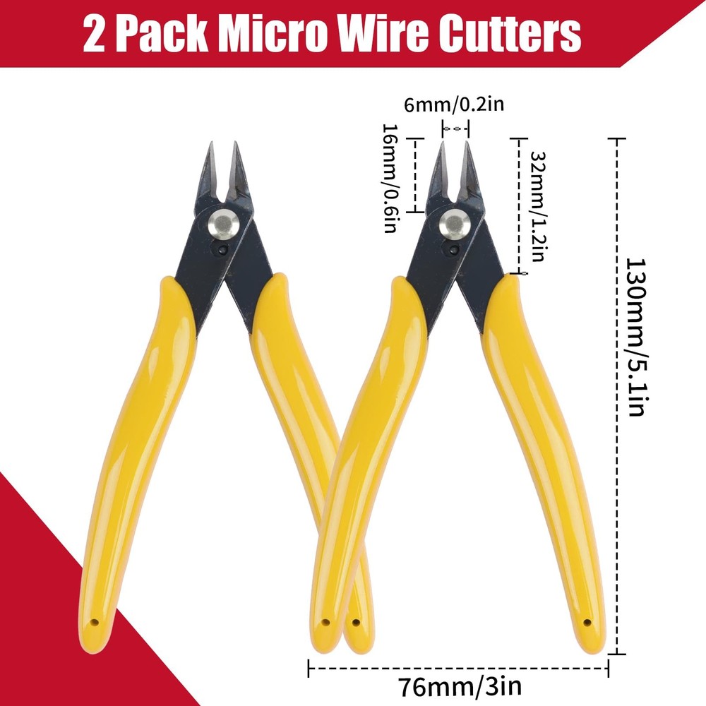 2 Pack Micro Wire Cutters, 5 Inches Flush Cutters Pliers, Diagonal Side Cutt...