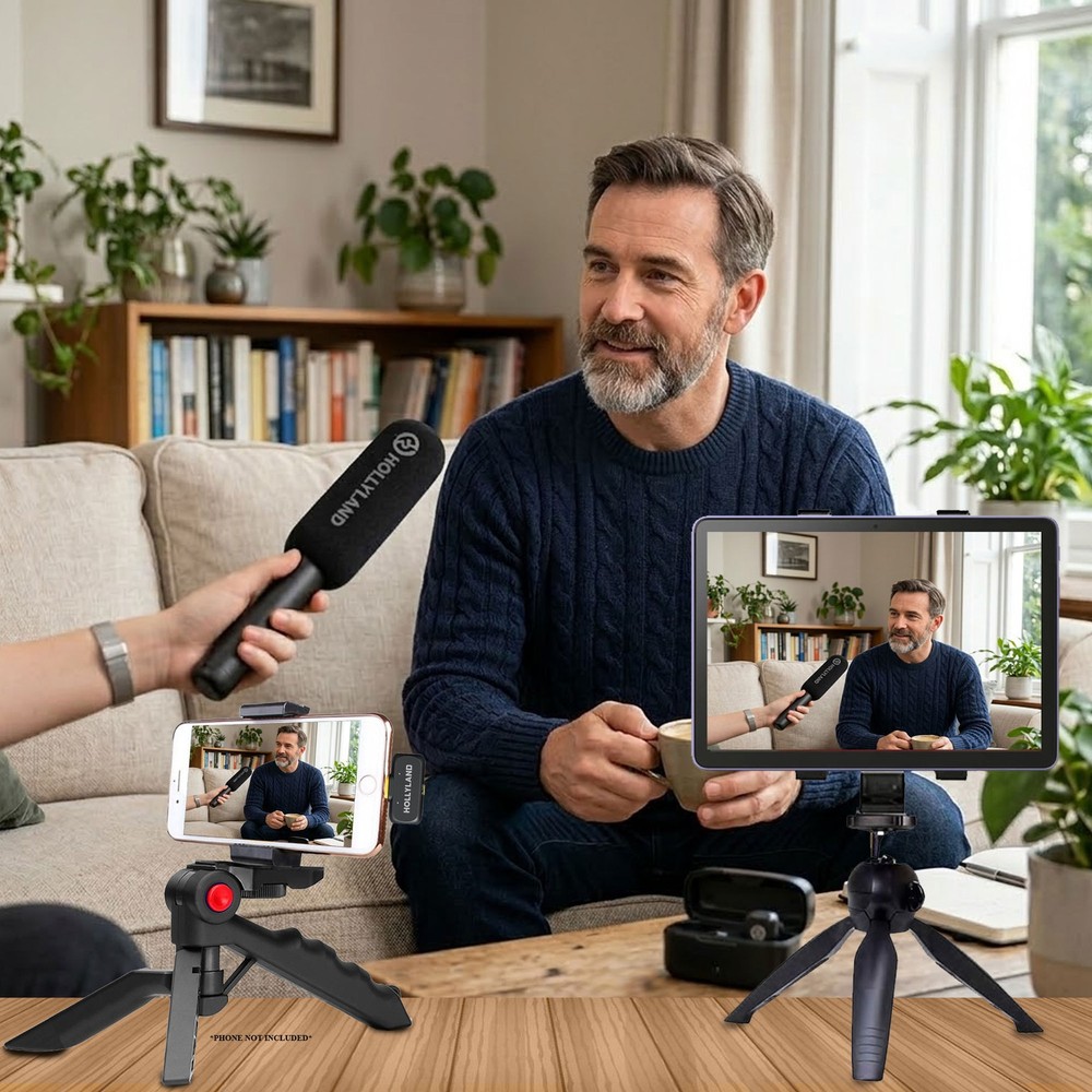 Hollyland LARK A1 Combo Wireless Microphone System (Space Gray) Podcast Bundle