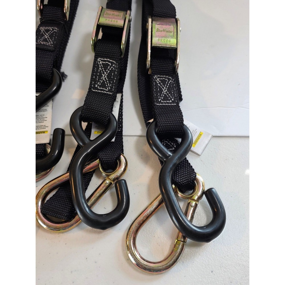 BikeMaster 4 Motorcycle Tie Downs Straight Pull Maximum Load Rating 1200 lbs