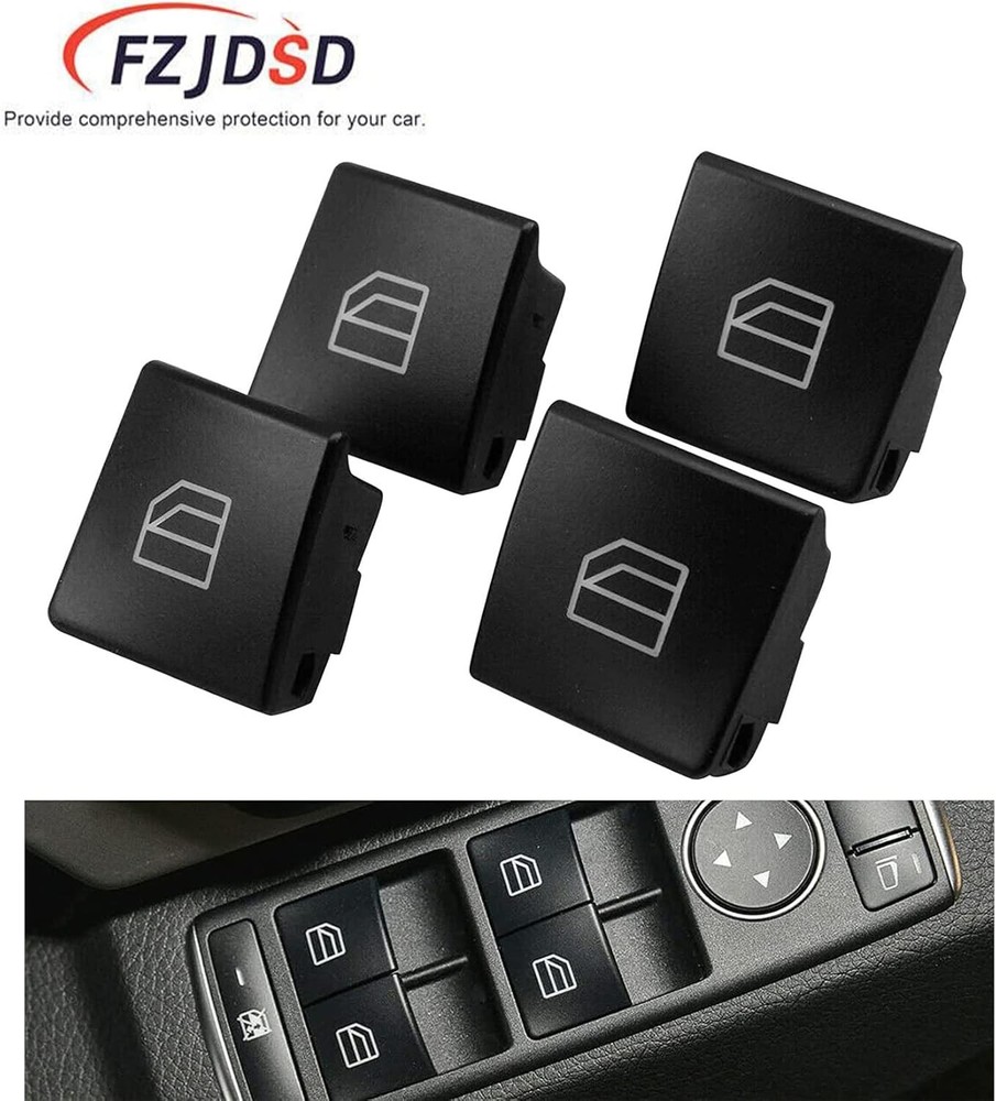 4PCS Driver Side Power Window Switch Button Cap for Mercedes C E Class 2009–2016