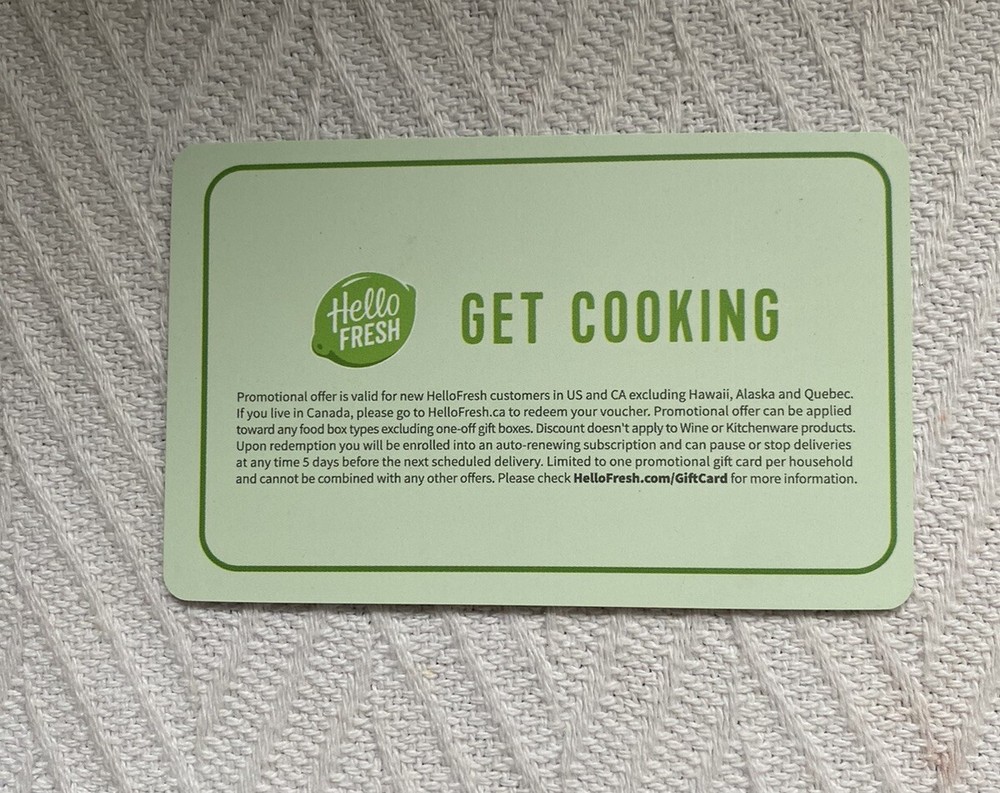 Hello Fresh HelloFresh.com $50 Gift Card ($25 off first two deliveries)