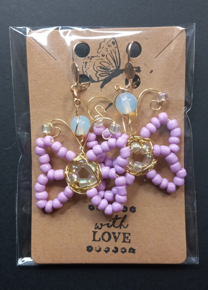 HANDMADE BUTTERFLY EARRINGS WITH OPAL
