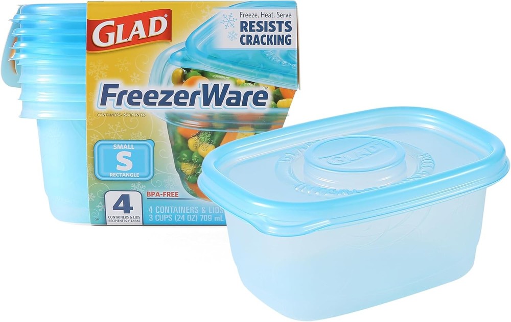 Glad Food Storage Containers - Glad FreezerWare Container - Small - 24 Ounce - 4