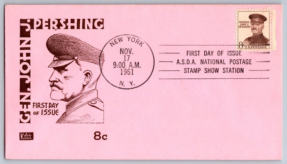 #1214 General John J Pershing FDC Kolor Kover Cachet