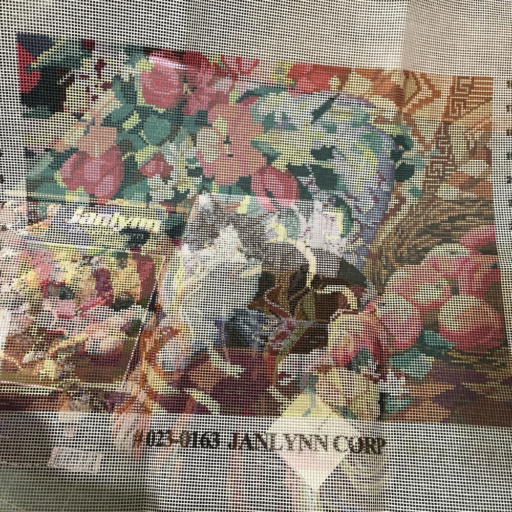 Janlynn Cat On Sofa Floral Fruit Needlepoint Kit